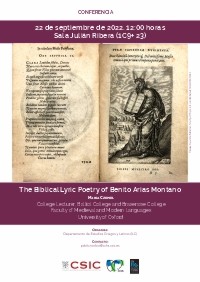 Conferencia "The Biblical Lyric Poetry of Benito Arias Montano"