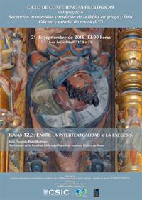 Ciclo de Conferencias Filológicas: "Isaías 12,3: Entre la intertextualidad y la exégesis"