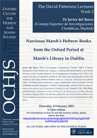 Conferencia "Narcissus Marsh’s Hebrew Books from the Oxford Period at Marsh’s Library in Dublin"