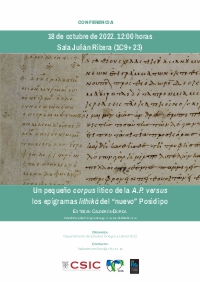 Conferencia «Un pequeño corpus lítico de la A.P. versus los epigramas lithiká del “nuevo” Posidipo»