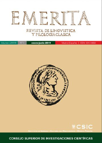 La revista "Emerita" del Instituto de Lenguas y Culturas del Mediterráneo y Oriente Próximo publica el Vol. 85, nº 1 de 2017 Portada de la revista