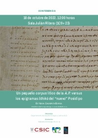Conferencia «Un pequeño corpus lítico de la A.P. versus los epigramas lithiká del “nuevo” Posidipo»