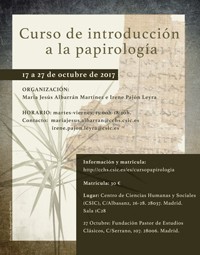 Curso de posgrado y especialización "Introducción a la papirología"