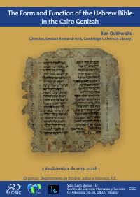 Conferencia: "The Form and Function of the Hebrew Bible in the Cairo Genizah