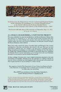 Lecture "Al-Andalus (Muslim Iberia), a past for the present?"